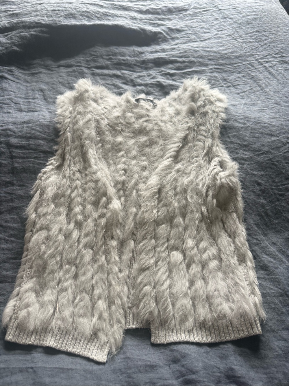 Feminine Ivory Faux-Fur Cable Knit Vest - Women